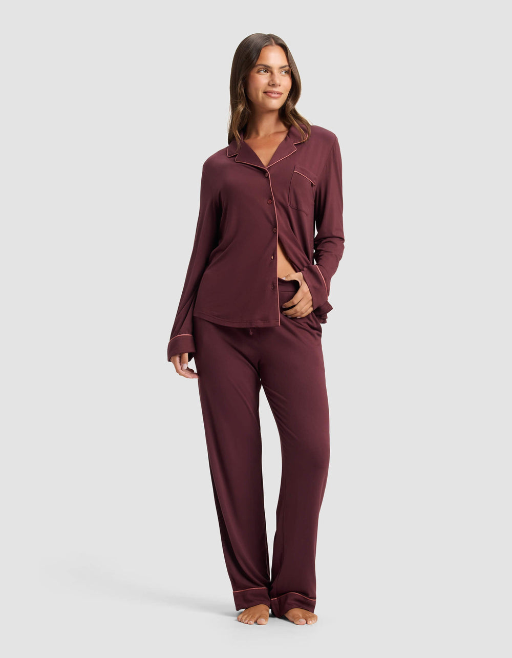 Women's Bamboo Stretch-Knit Pajama Pant (Collective) in pink | Cozy Earth
