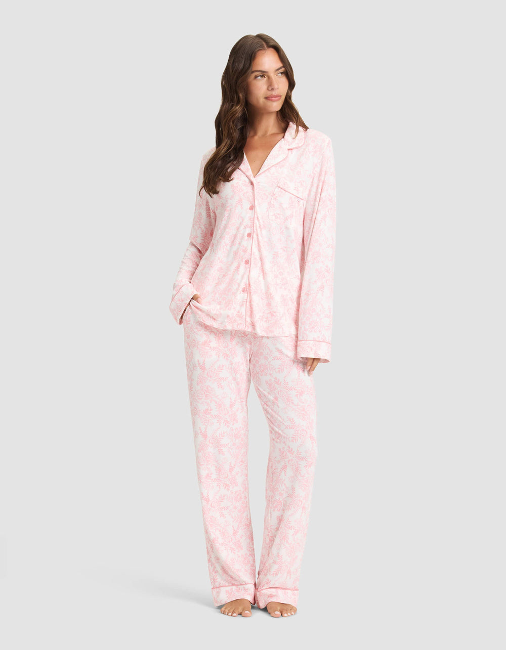 Women's Bamboo Stretch-Knit Long Sleeve Pajama Set (Collective) in blue | Cozy Earth