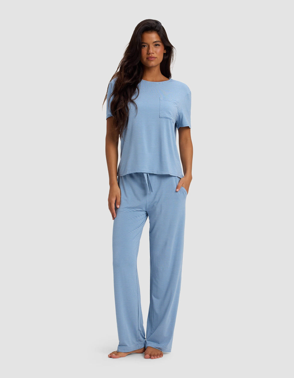 Women's Bamboo Stretch-Knit Lounge Tee & Pants Set in pink | Cozy Earth