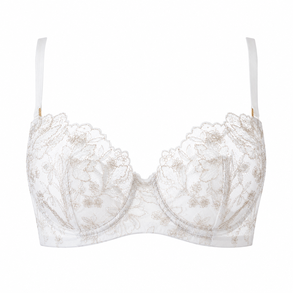Camille Padded Balconette Bra in white | huit-lingerie