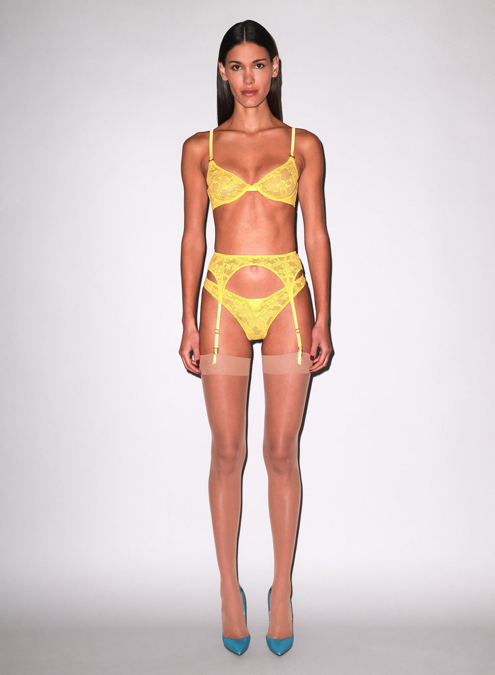 Fleur du Mal Le Stretch Lace Thong in yellow