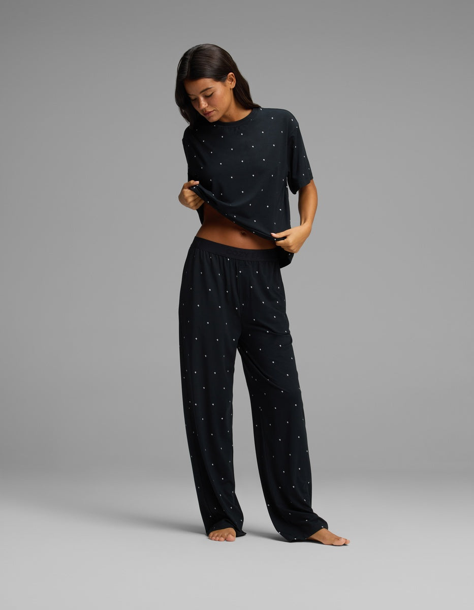 Women's First Layer Pajama Short Sleeve Tee & Pajama Pant Set in beige | Cozy Earth