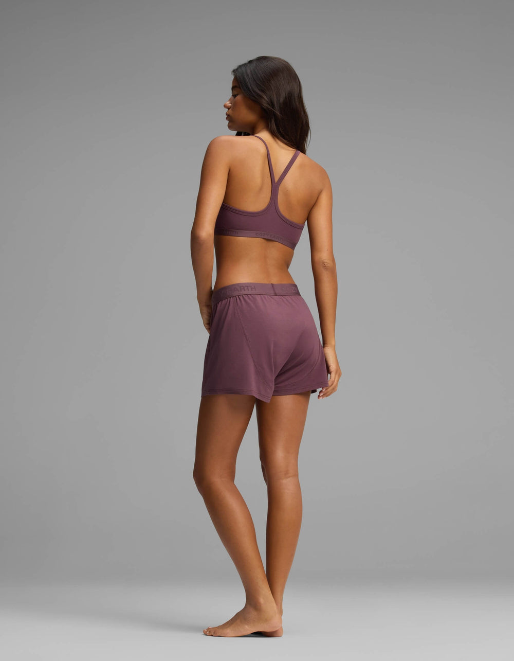 Women's First Layer Pajama Soft Bra & Boxer Short Set in beige | Cozy Earth