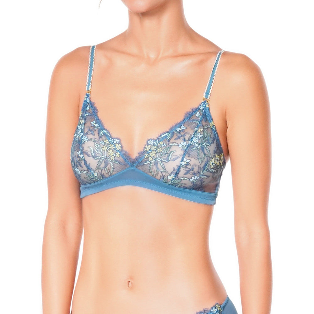 Flirt d'ete Wireless Bralette in blue | huit-lingerie