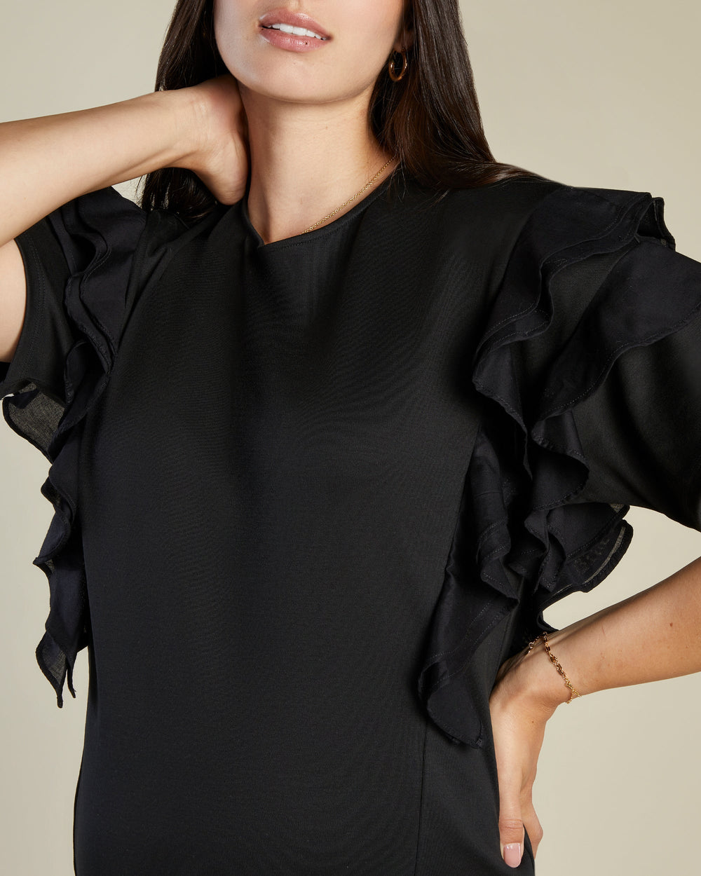 A Pea In the Pod Ambition Ruffle Detail Dress in black