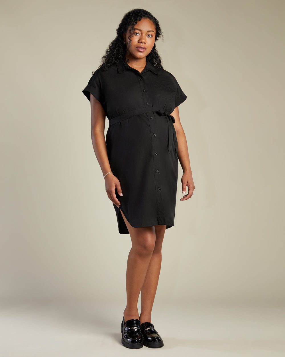 A Pea In the Pod Aspire Shirt Dress in black