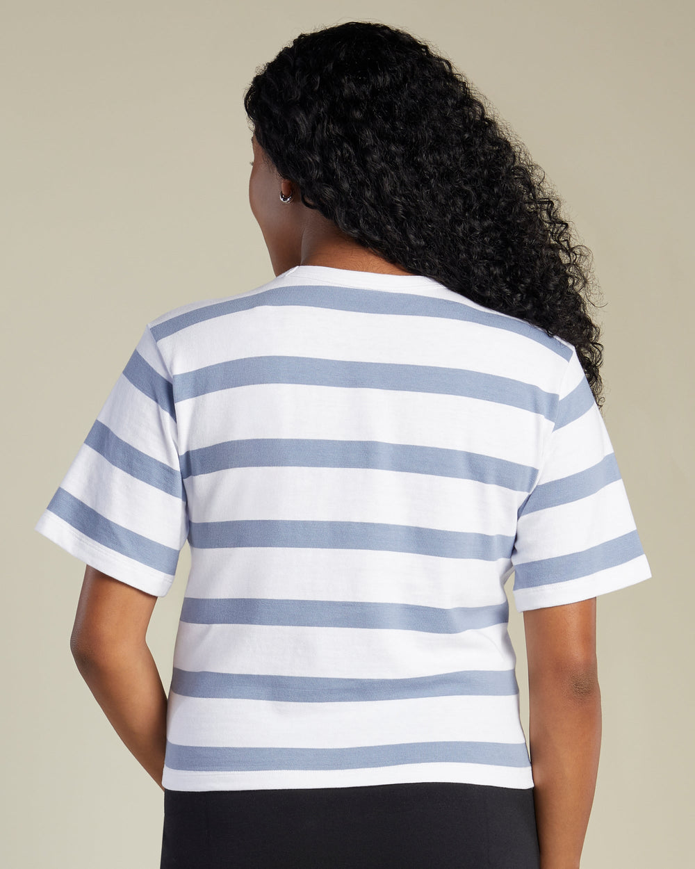 A Pea In the Pod Ease Short Sleeve Striped Top in white