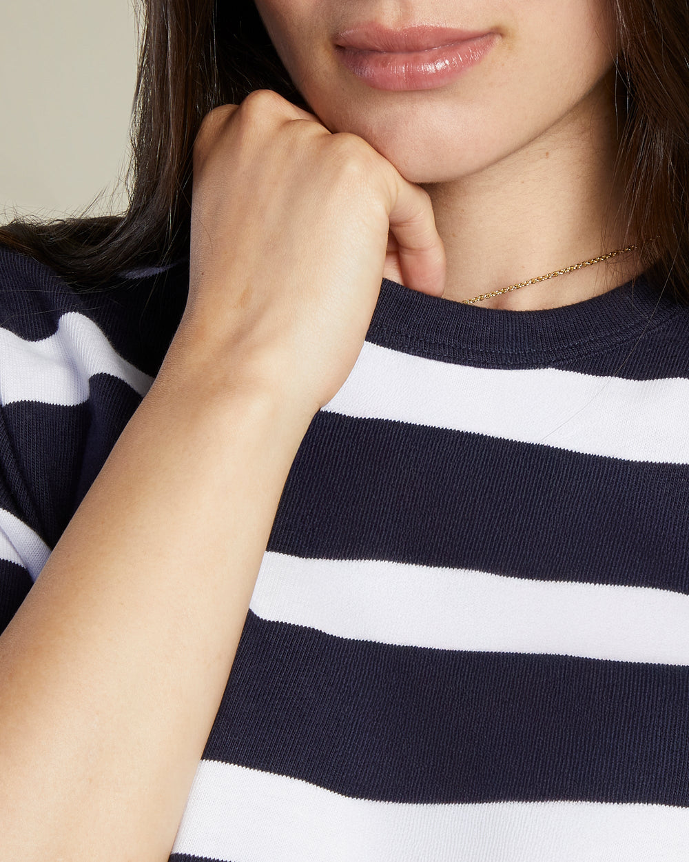 A Pea In the Pod Ease Short Sleeve Striped Top in blue