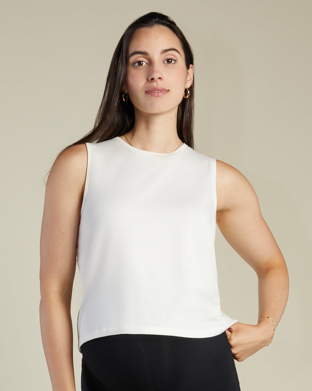 A Pea In the Pod Ethereal Muscle Tank in white