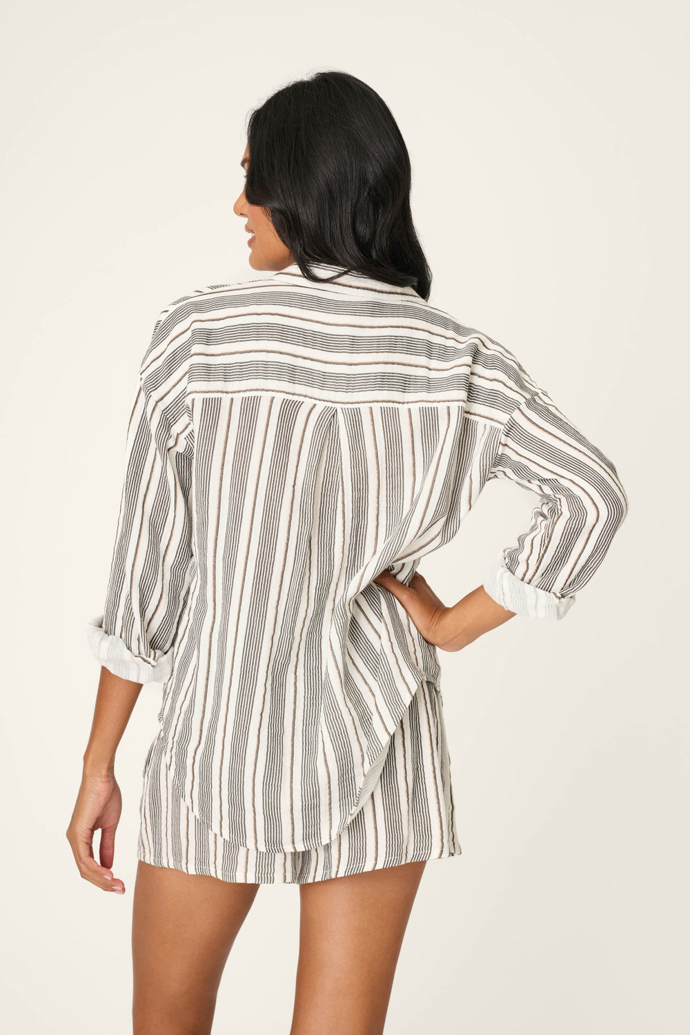 P.J. Salvage Sea You in St. Tropez Shoreline Stripe Long Sleeve Top in white