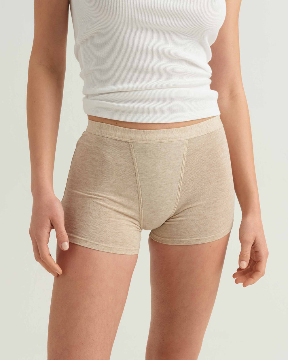 Leakproof Cotton Sleep Short in beige | Saalt
