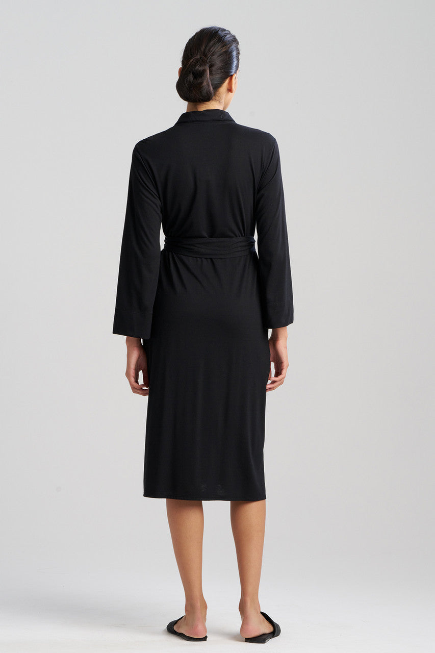 Shangri-La Embroidered TENCEL™ Robe in black | Natori