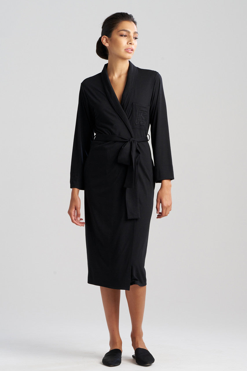 Shangri-La Embroidered TENCEL™ Robe in black | Natori