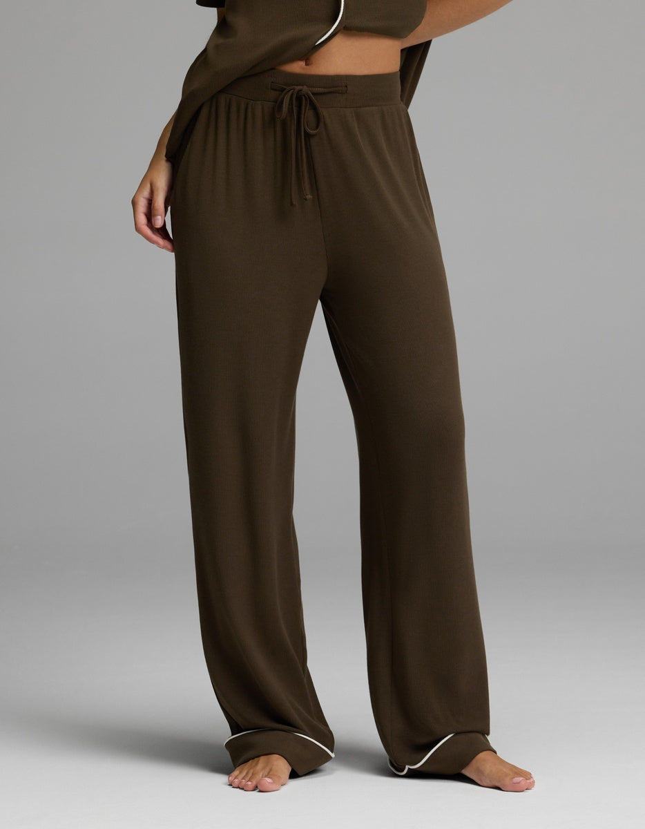 Women's Bamboo Rib-Knit Classic Pajama Pant in blue | Cozy Earth