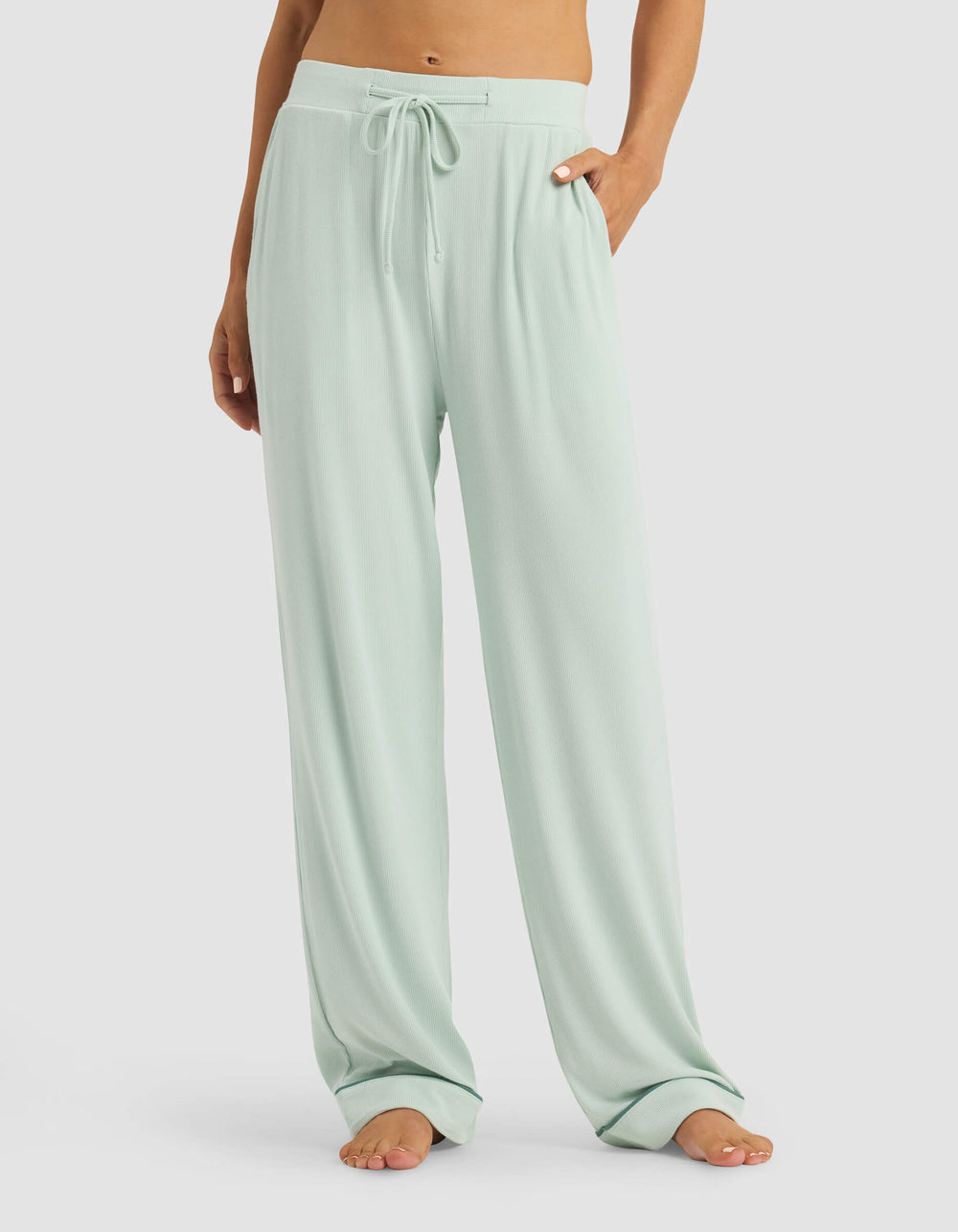 Women's Bamboo Rib-Knit Classic Pajama Pant in blue | Cozy Earth
