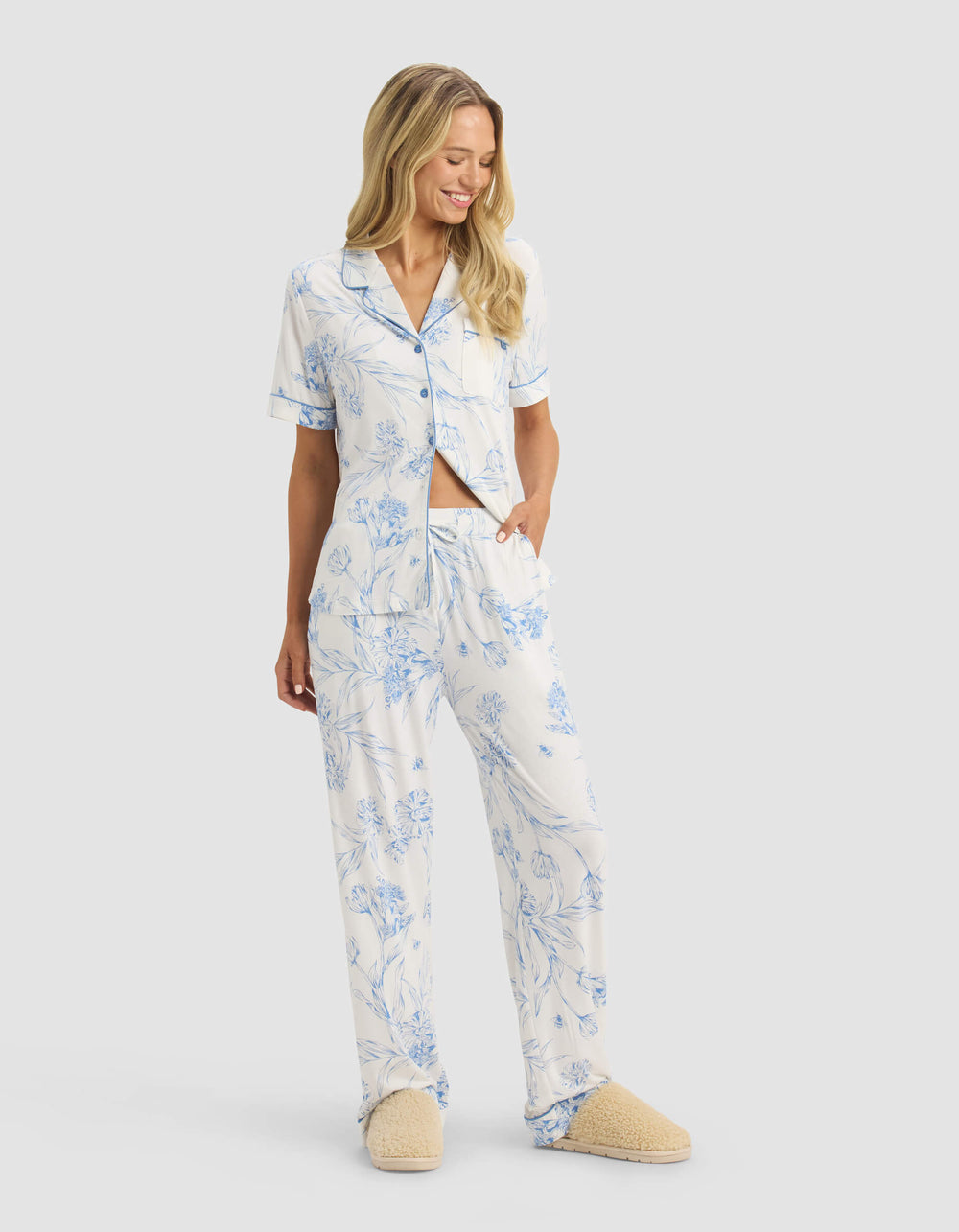 Women's Bamboo Stretch-Knit Pajama Pant (Collective) in pink | Cozy Earth
