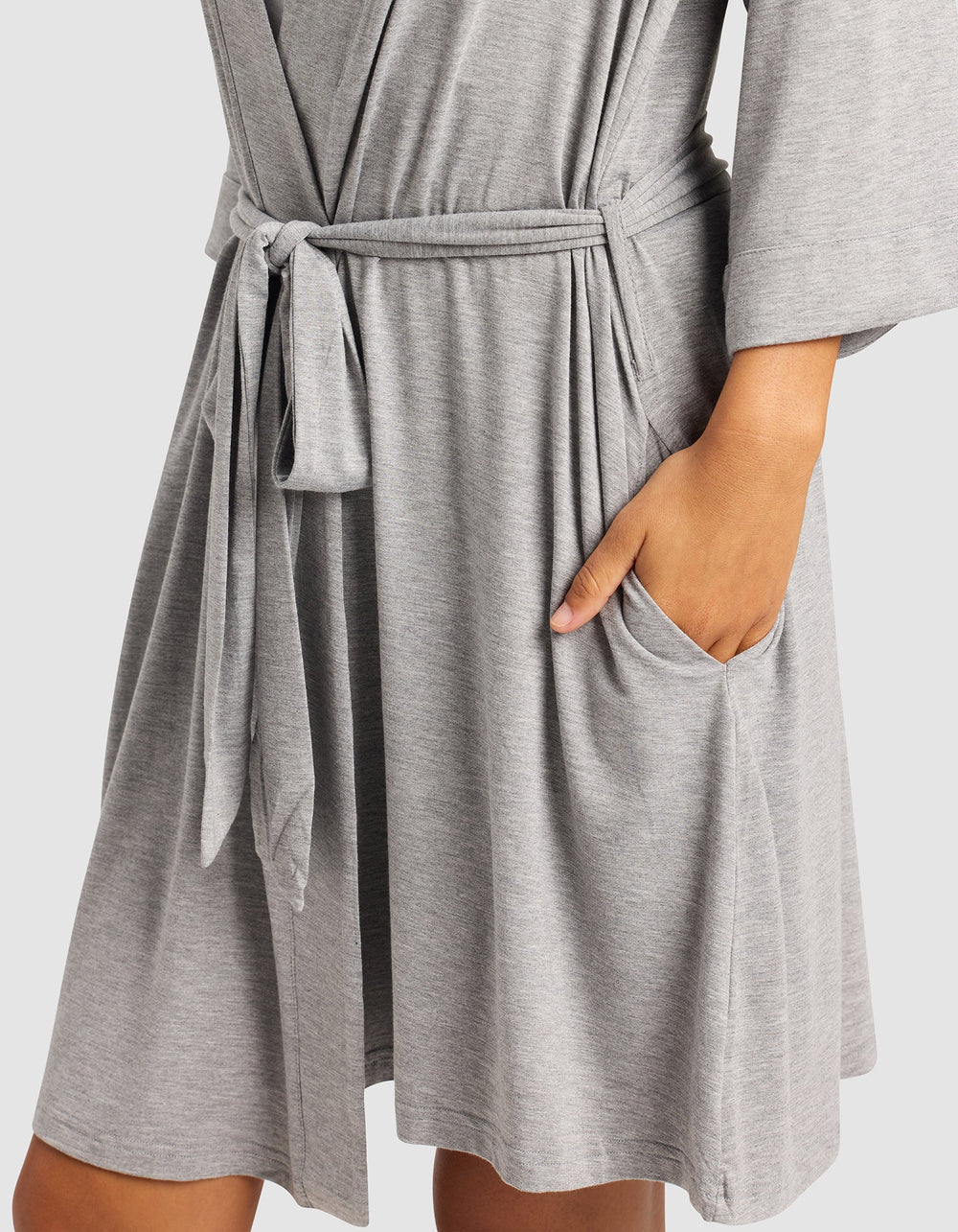 Women's Bamboo Stretch-Knit Kimono Robe in gray | Cozy Earth