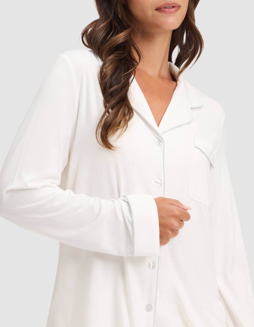 Women's Bamboo Stretch-Knit Long Sleeve Pajama Set (Collective) in blue | Cozy Earth
