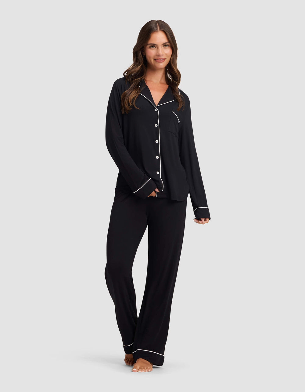 Women's Bamboo Stretch-Knit Pajama Pant - Petite in gray | Cozy Earth