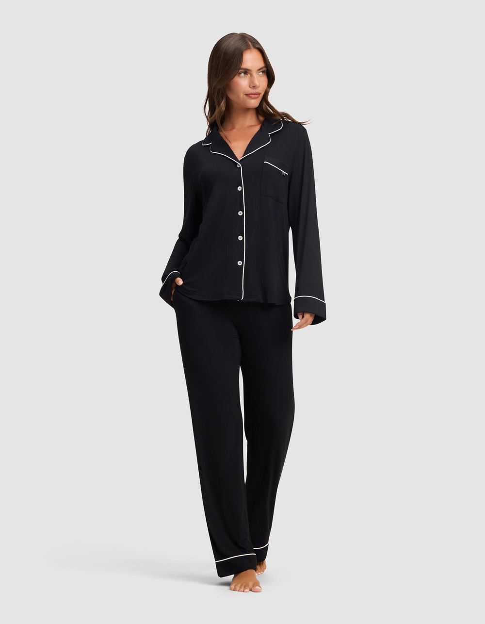 Women's Bamboo Stretch-Knit Pajama Pant - Tall in black | Cozy Earth