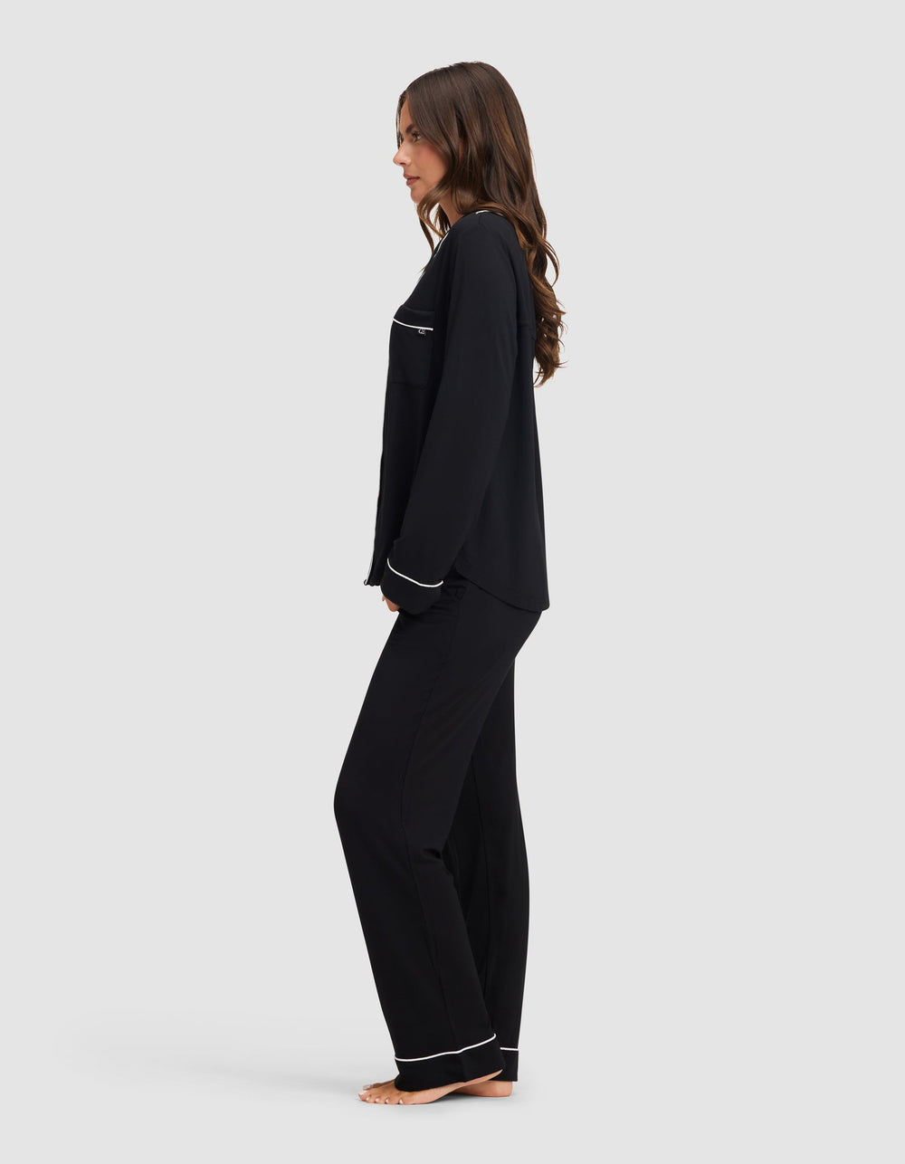 Women's Bamboo Stretch-Knit Long Sleeve Pajama Set (Collective) in blue | Cozy Earth