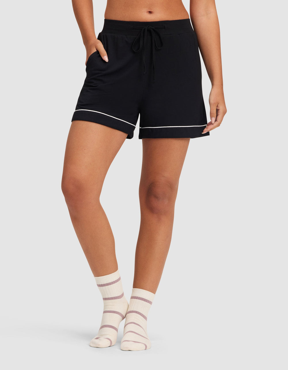 Women's Bamboo Stretch-Knit Pajama Short (Collective) in black | Cozy Earth