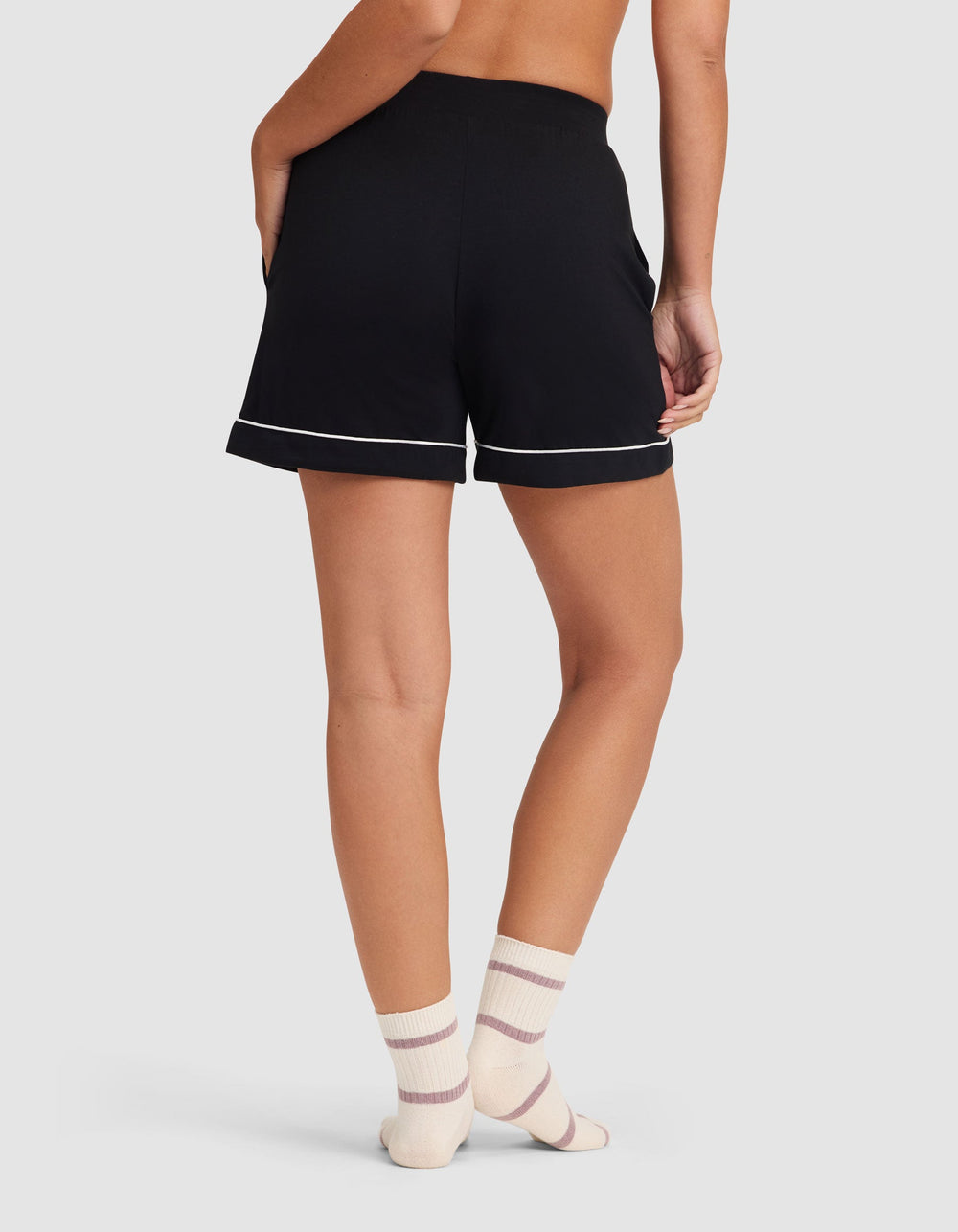 Women's Bamboo Stretch-Knit Pajama Short (Collective) in black | Cozy Earth