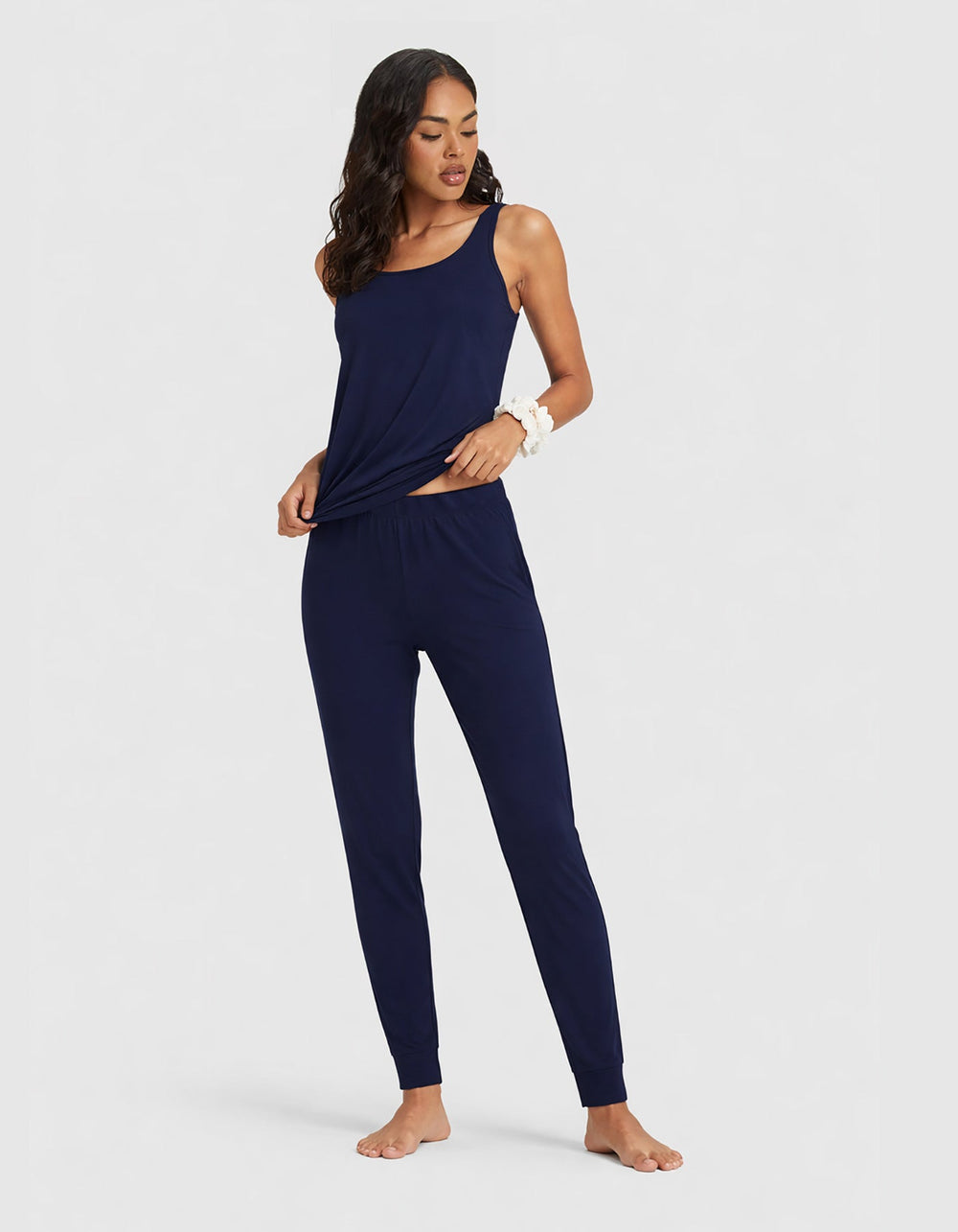 Women's Bamboo Stretch-Knit Lounge Tank in black | Cozy Earth