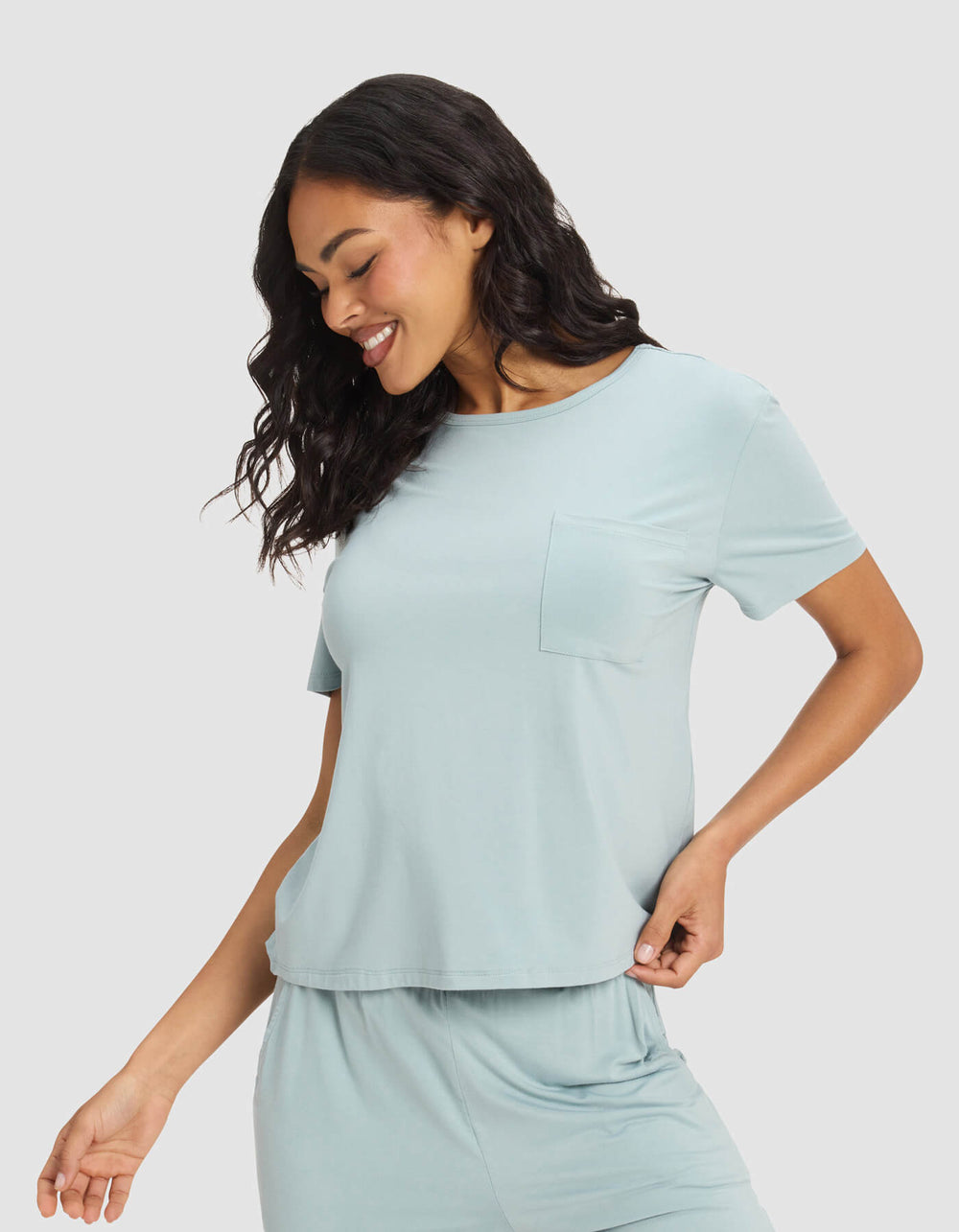 Women's Bamboo Stretch-Knit Lounge Tee & Pants Set in pink | Cozy Earth
