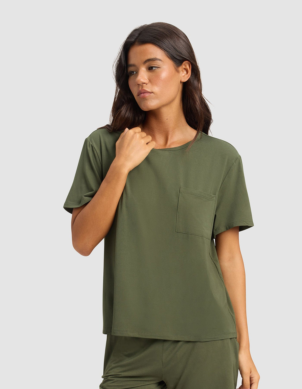 Women's Bamboo Stretch-Knit Lounge Tee & Pants Set in pink | Cozy Earth