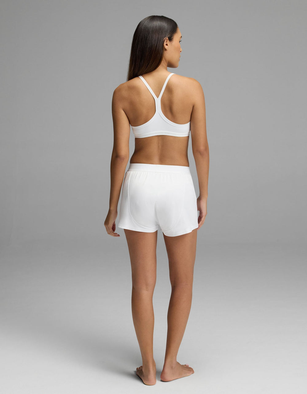 Women's First Layer Pajama Soft Bra & Boxer Short Set in beige | Cozy Earth