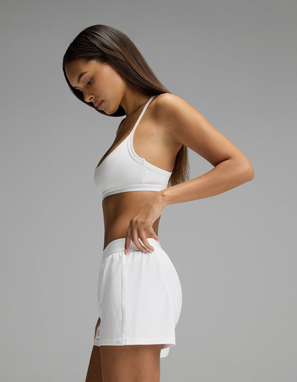 Women's First Layer Pajama Soft Bra & Boxer Short Set in beige | Cozy Earth