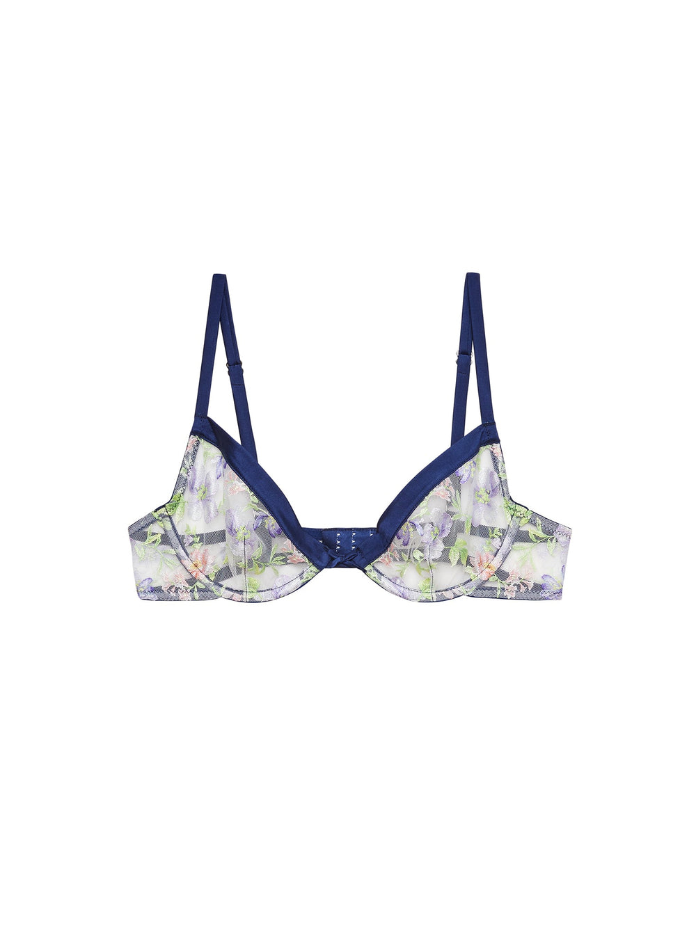 Fleur du Mal Elara Embroidery Demi Bra in blue