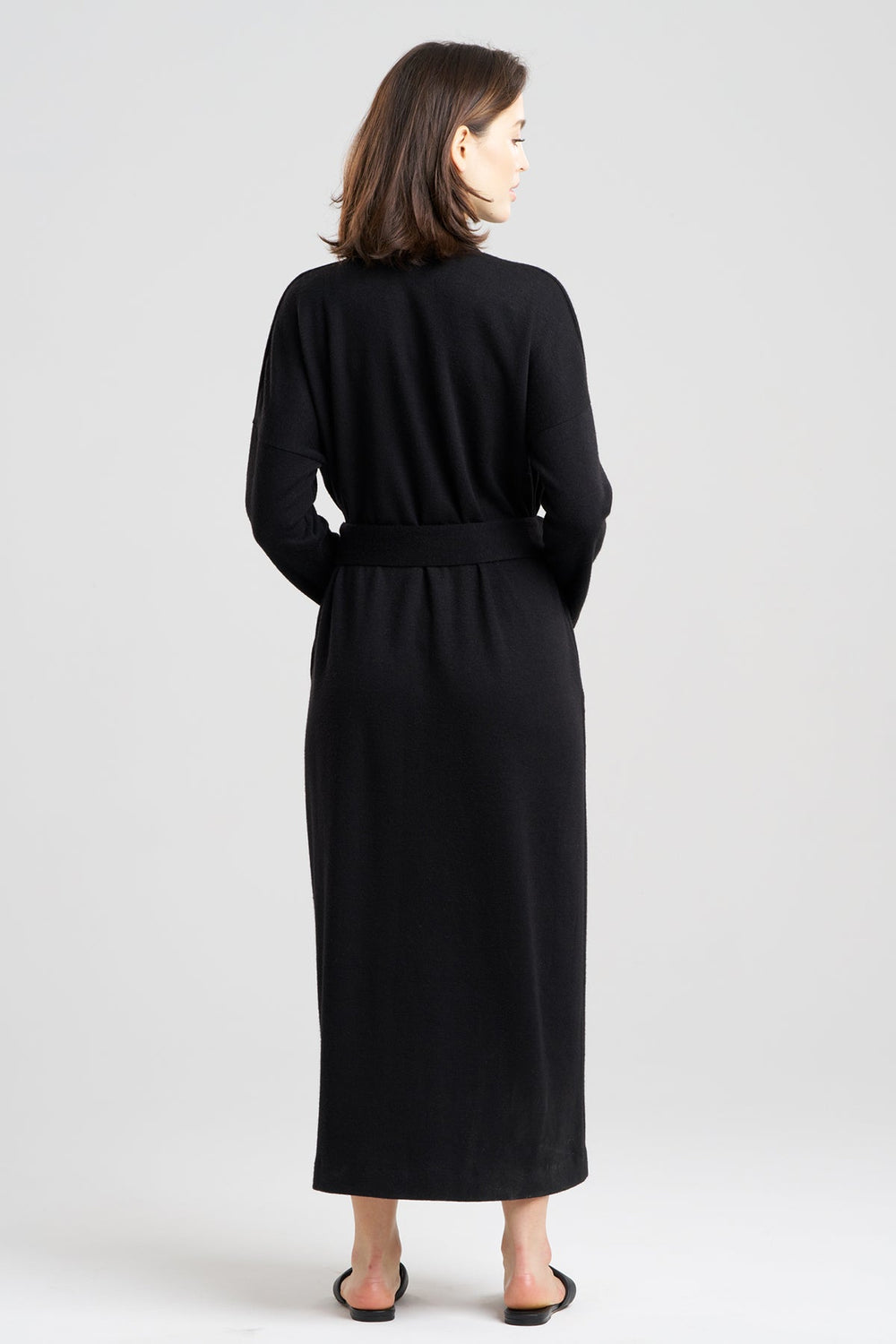 Himalaya Sweater Knit Robe in black | Natori