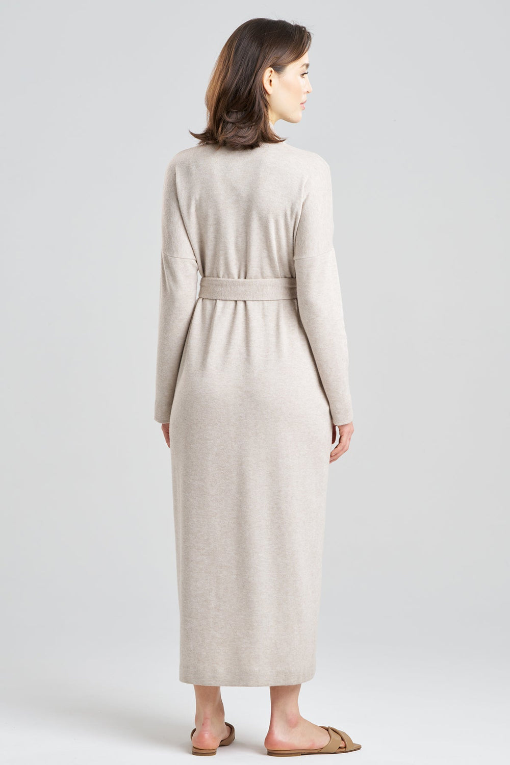 Himalaya Sweater Knit Robe in beige | Natori