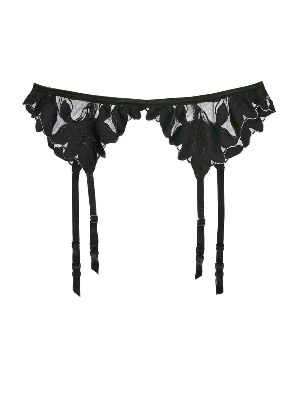 Fleur du Mal Lily Embroidery Garter Belt in black