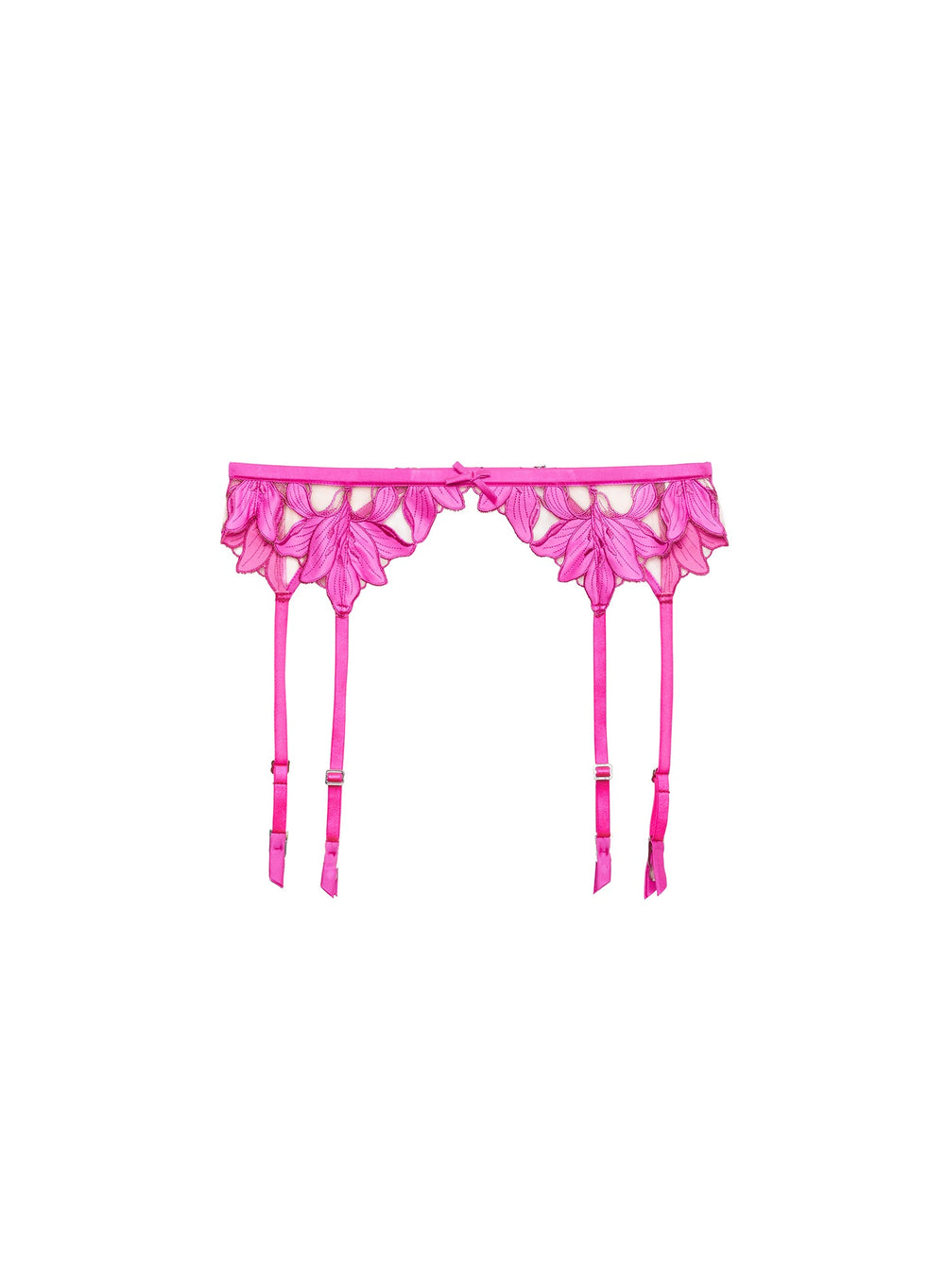 Fleur du Mal Lily Embroidery Garter Belt in pink