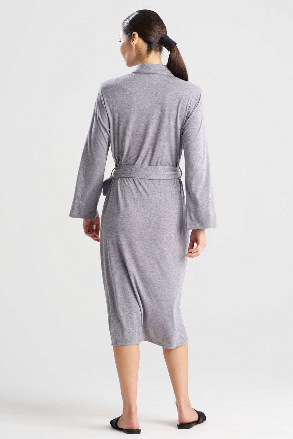 Shangri-La Embroidered TENCEL™ Robe in gray | Natori
