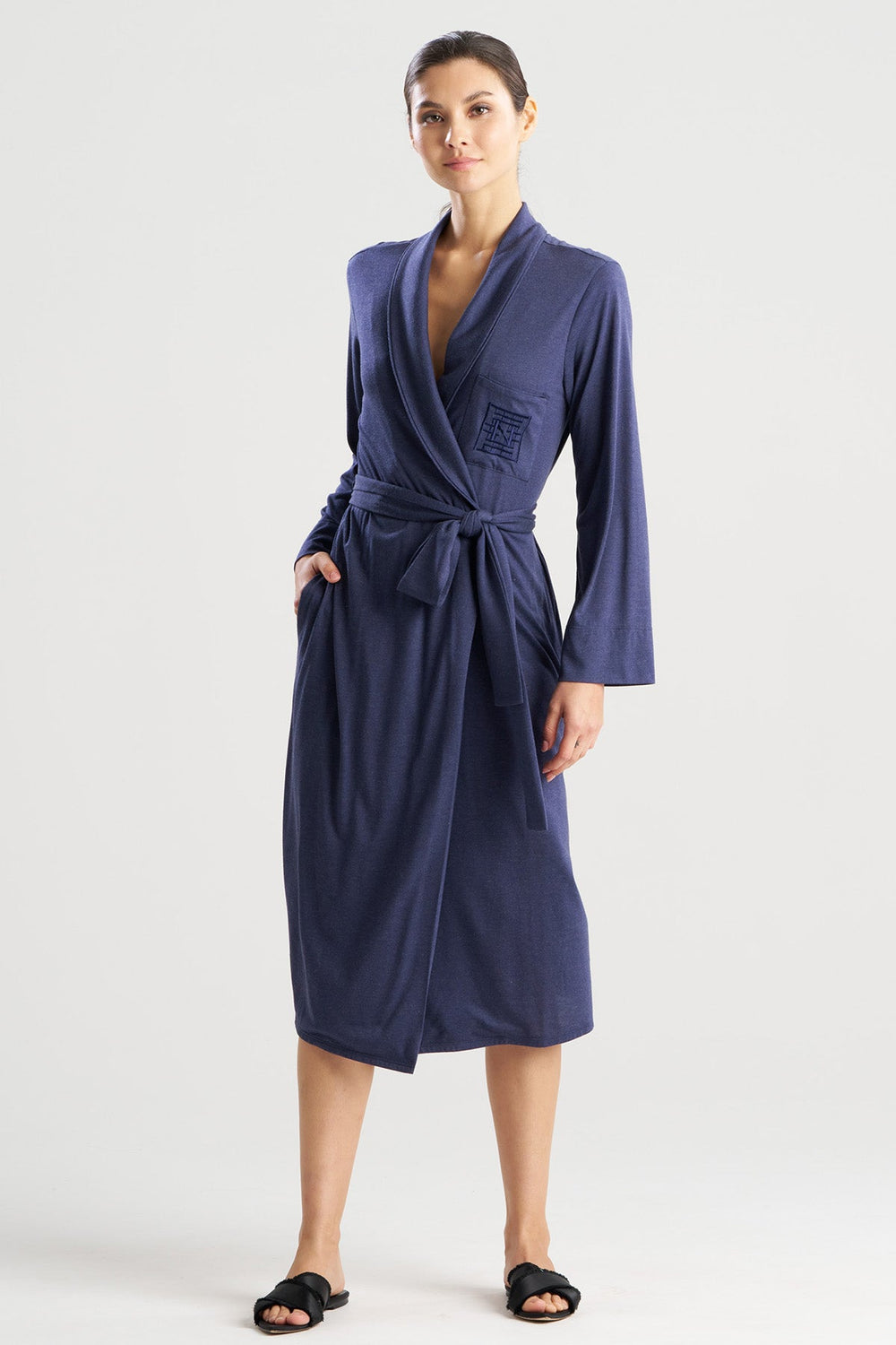 Shangri-La Embroidered TENCEL™ Robe in blue | Natori