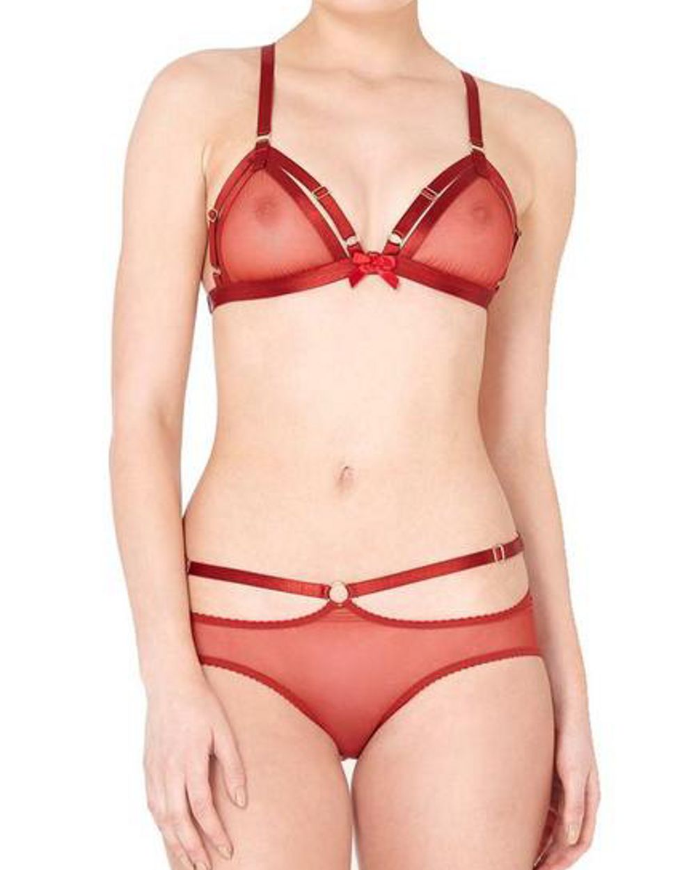 Bordelle Bondage Belle Peep Brief in red