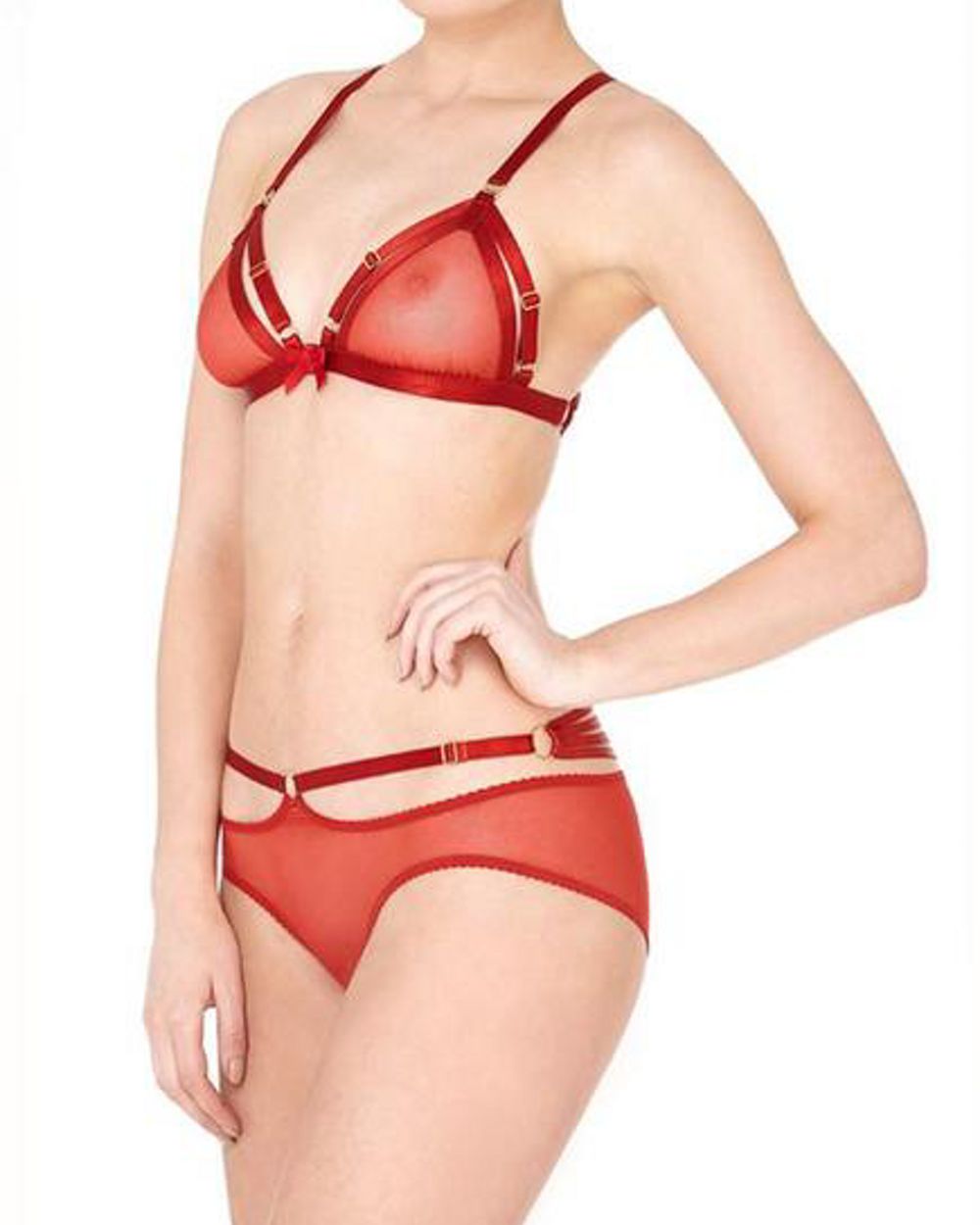 Bordelle Bondage Belle Peep Brief in red