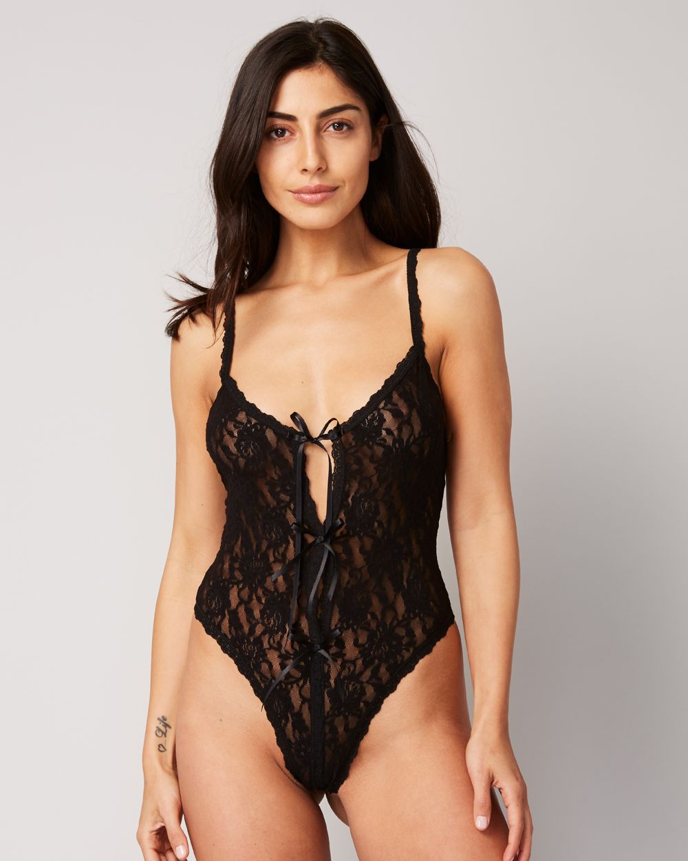 Hanky Panky Racy Open Gusset Keyhole Teddy in black