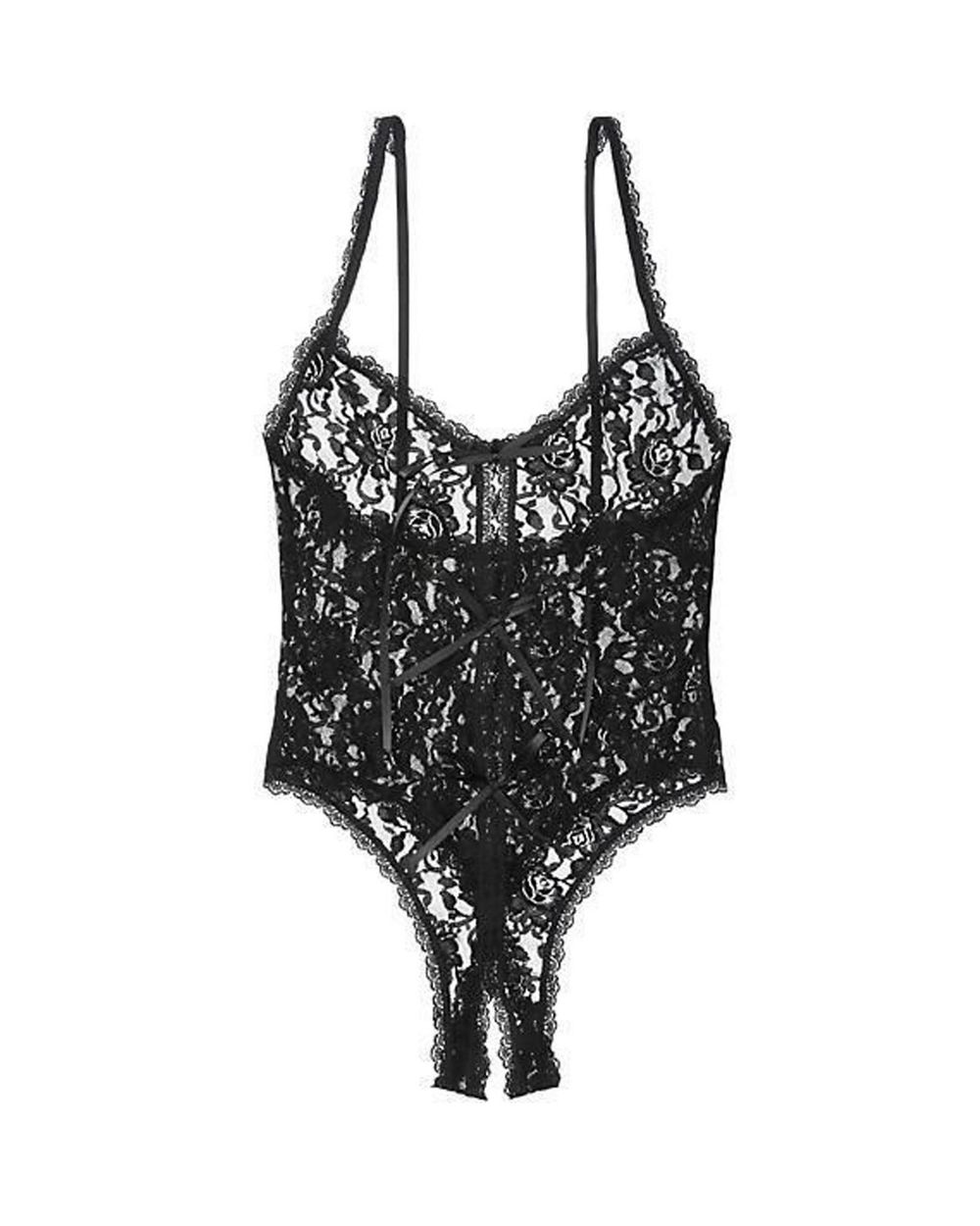 Hanky Panky Racy Open Gusset Keyhole Teddy in black