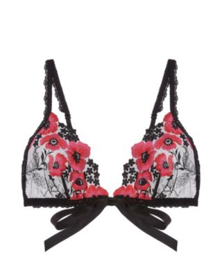 Hanky Panky Embroidery Front Tie Bralette in black