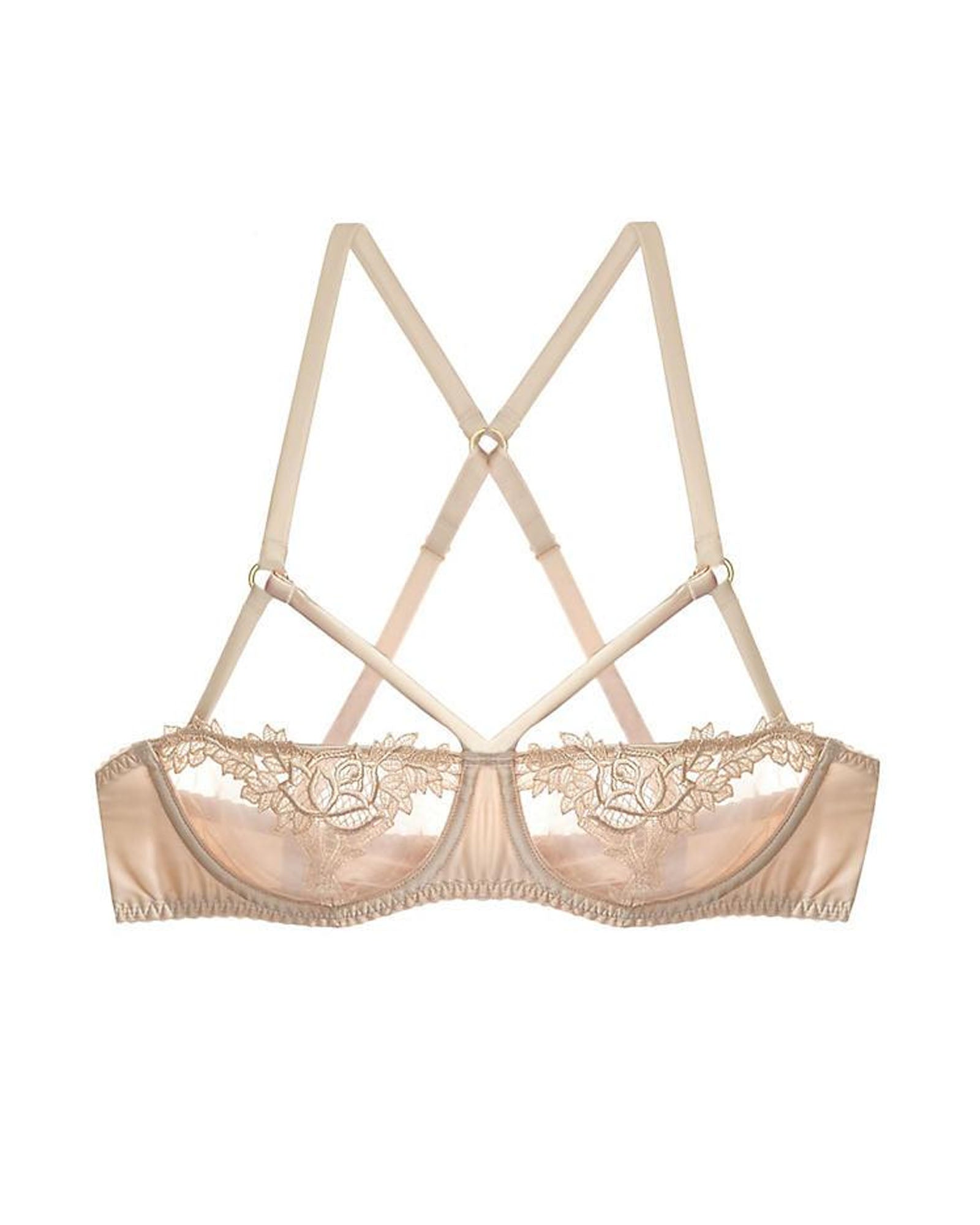 Fleur of England Golden Hour Strap Balcony Bra in beige