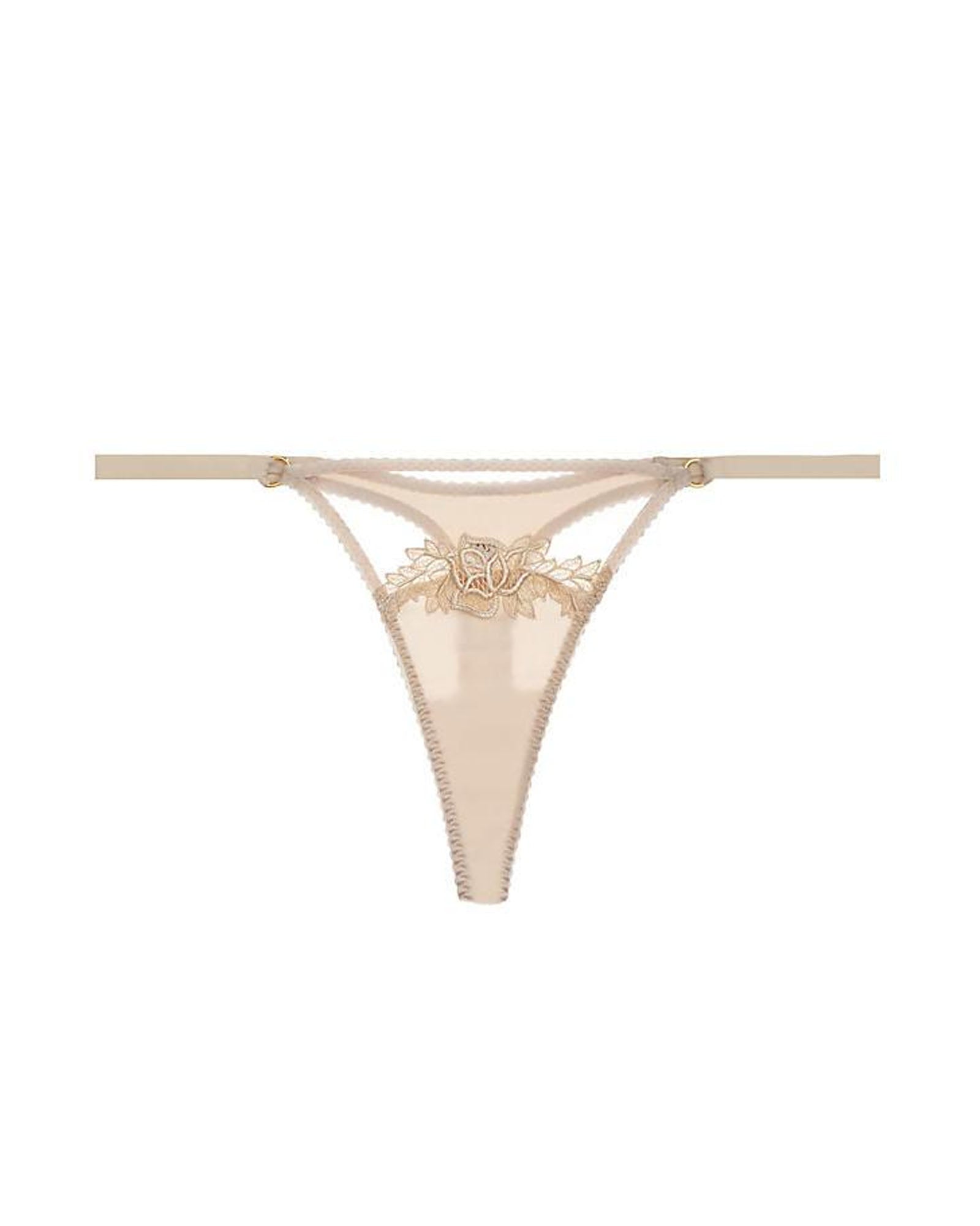 Fleur of England Golden Hour Silk Thong in beige
