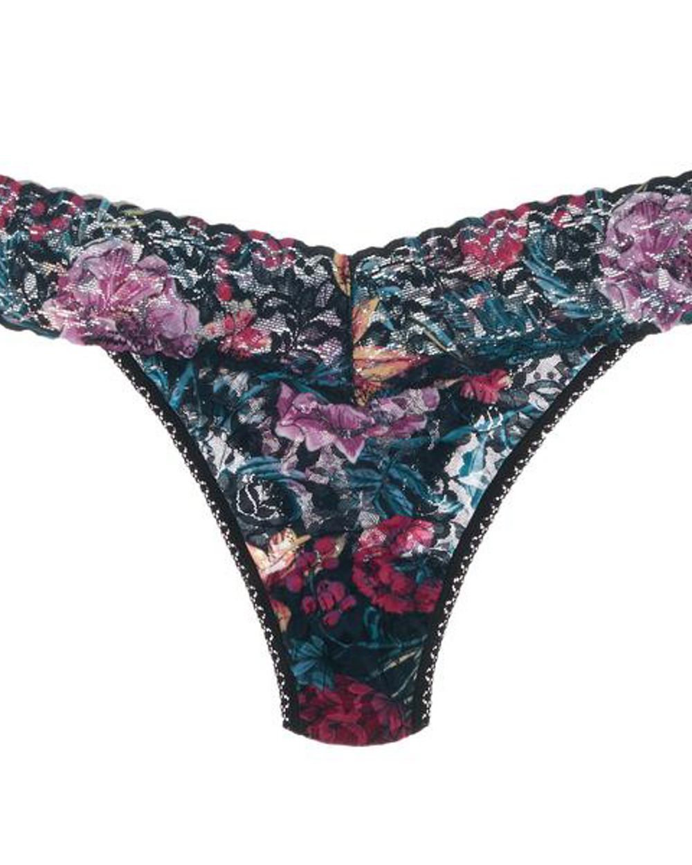 Hanky Panky Moody Blooms Original Rise Thong in black
