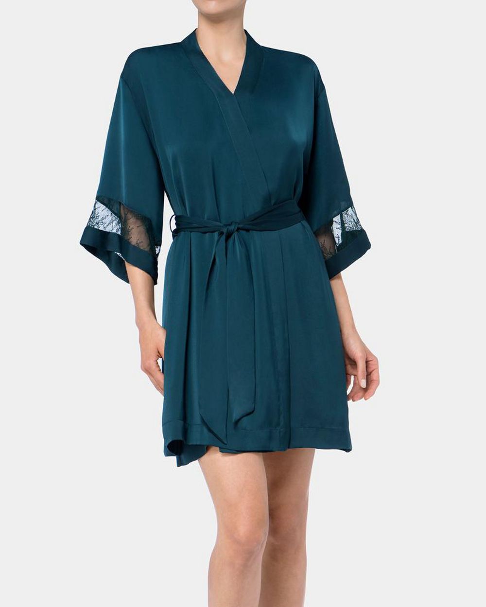 Triumph Satin Robe in green