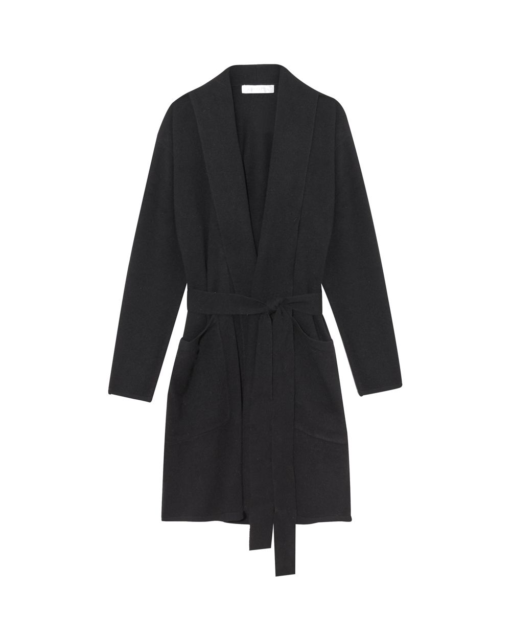Arlotta Short Wrap Robe with Shawl Collar in black