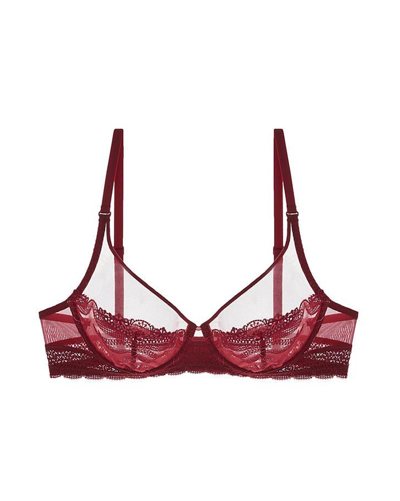 Simone Perele Kiss Sheer Plunge Bra in red